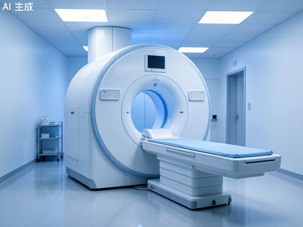 Modern MRI magnetic resonance imaging machine in clinical hospital environment