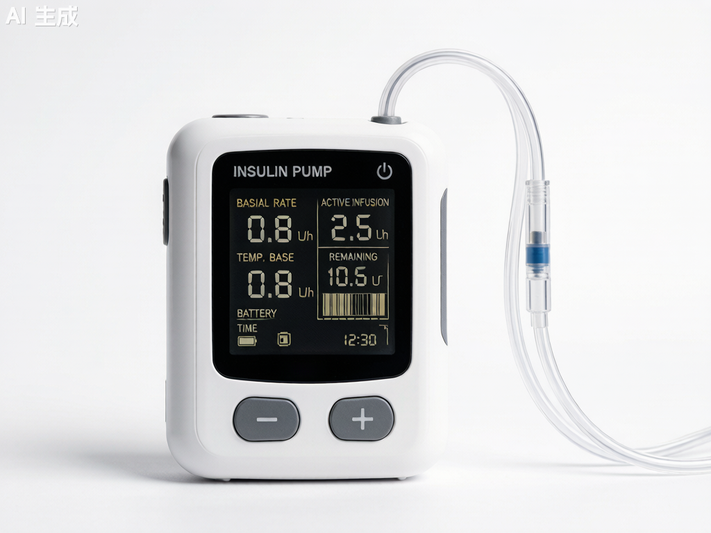 Medical insulin pump with LCD display and infusion tube for diabetes drug delivery systems